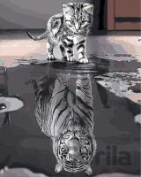Kotě a tygr 40 x 50 cm (s rámem)