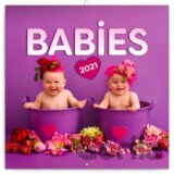 Poznámkový nástěnný kalendář Babies 2021