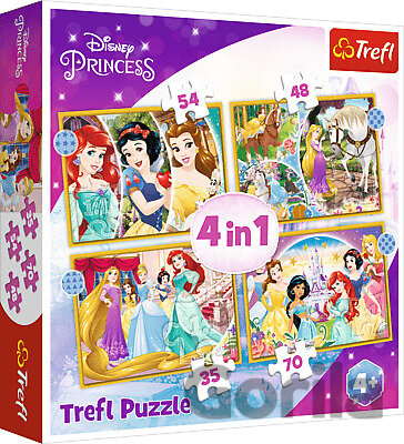 Puzzle Šťastný deň / Disney Princezné 4v1