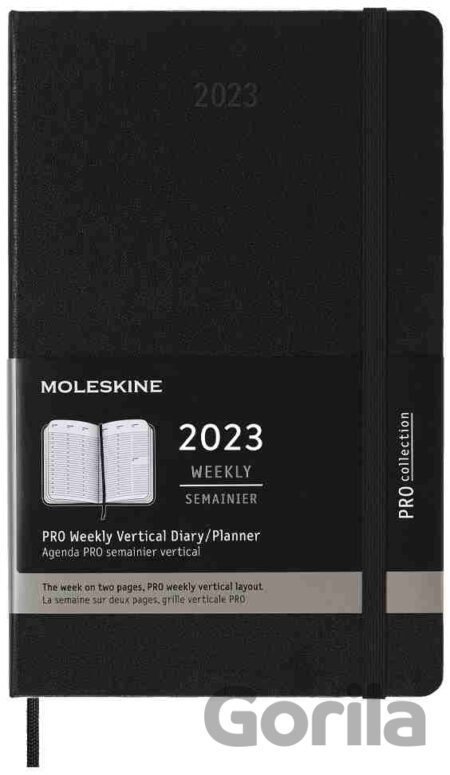 Moleskine – 12-mesačný čierny vertikálny PRO diár 2023