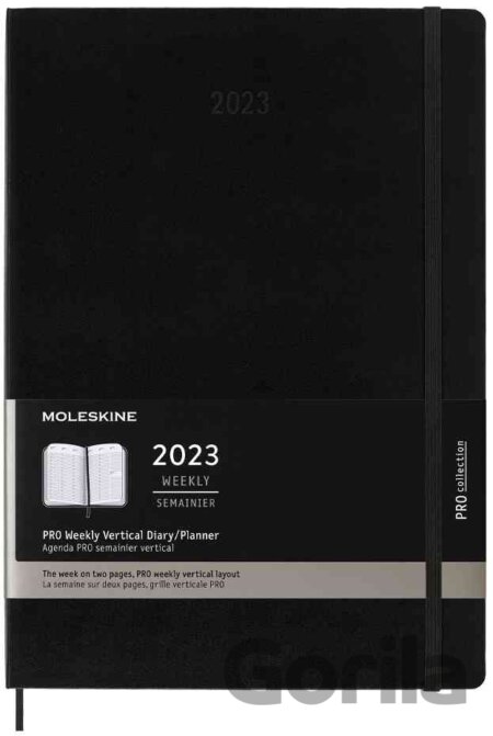 Moleskine – 12-mesačný čierny vertikálny PRO diár 2023