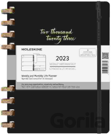 Moleskine – 12-mesačný špirálový čierny diár 2023