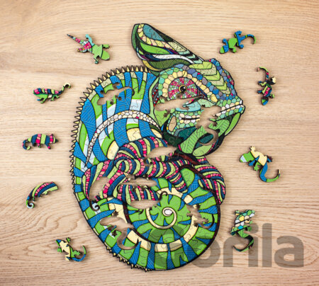 Puzzle Drevené puzzle – chameleón veľkosť M