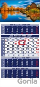 Štandard 4-mesačný modrý nástenný kalendár 2022 - jesenné jazero