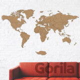 Luxusná drevená mapa sveta – hnedá 156x90cm