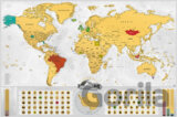 Stieracia mapa sveta Deluxe XL – blanc  (zlatá)