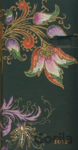 Paperblanks - Diár 2012 (týždenný, horizontálny) - Floral Cascade Ebony - SLIM