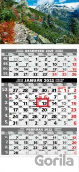 Štandard 3-mesačný sivý nástenný kalendár 2022 - skalnaté hory