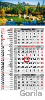 Štandard 3-mesačný kombinovaný nástenný kalendár 2022 - hory