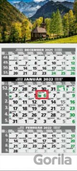 Štandard 3-mesačný Eco nástenný kalendár 2022 - kostol v horách