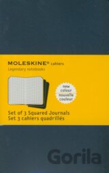 Moleskine - sada 3 malých štvorčekovaných zápisníkov (modrá väzba)