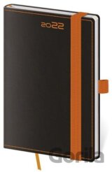 Diář 2022 týdenní kapesní Black Orange s poutkem na propisku
