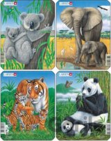 Puzzle MINI - Koala,slon,tygr,panda/8 dílků (4 druhy)