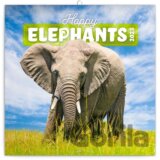Poznámkový nástěnný kalendář Happy Elephants 2023