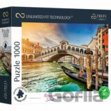 Romantický západ slnka: Most Rialto v Benátkach, Taliansko