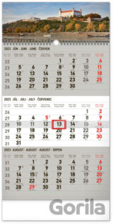Nástenný kalendár 3-mesačný Bratislava šedý – so slovenskými menami 2023