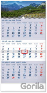 Nástenný kalendár 3-mesačný Tatry modrý – so slovenskými menami 2023