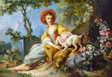 A Young Woman Seated with a Dog