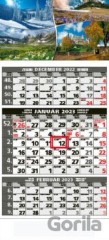 Štandard 3-mesačný sivý nástenný kalendár 2023 - štyri ročné obdobia