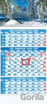 Štandard 3-mesačný modrý nástenný kalendár 2023 - zimná krajina