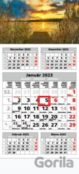 Štandard 5-mesačný sivý nástenný kalendár 2023 - západ slnka