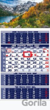 Štandard 4-mesačný modrý nástenný kalendár 2023 - skalnaté hory