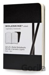 Moleskine - sada 2 extra malých linajkovaných zápisníkov Volant (mäkká väzba) - čierny