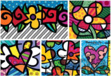 Romero Britto - Collage: Hearts and Flowers