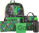 Školský batoh Minecraft: Set batoh - svačinový box - Fľaša na pití - Peračník - kapsička