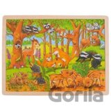 Dřevěné puzzle Zvířecí mláďátka v lese