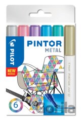 Sada 6 kusov akrylových popisovačov Pintor, (EF) extra tenký, mix metalických farieb