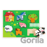 Drevené reliéfne vkladacie puzzle: Príbeh z farmy