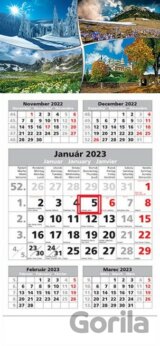 Štandard 5-mesačný sivý nástenný kalendár 2023 - štyri ročné obdobia