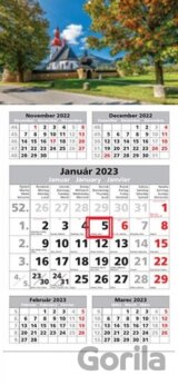 Štandard 5-mesačný sivý nástenný kalendár 2023 - kostolík