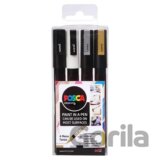 Posca Sada akrylových popisovačů 0,9-1,3 mm - černá, zlatá, stříbrná, bílá 4 ks