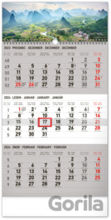 Nástěnný kalendář 3měsíční Krajina 2024 (šedý)
