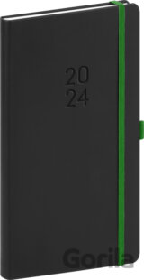 Vreckový diár Nox 2024, čierny–zelený