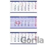 Kalendář nástěnný 2024 - Tříměsíční skládaný modrý