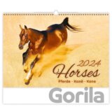 Kalendář nástěnný 2024 - Horses/Pferde/Koně/Kone