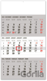 Nástenný kalendár 3-mesačný štandard 2024 - šedý