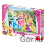 Princezny s mazlíčky v parku - puzzle 100 XL dílků