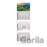 Klasik 3-mesačný sivý nástenný kalendár 2024 - hory