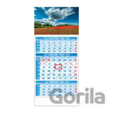 Štandard 3-mesačný modrý nástenný kalendár 2024 - maky