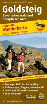 Goldsteig, Bavorský les a Hornofalcký les 1:50 000 / turistická mapa