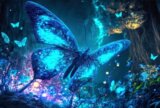 Dřevěné puzzle Fluorescentní motýl A3 svítící ve tmě