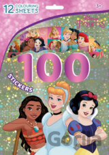 100 samolepek s omalovánkovými listy: Disney Princezny