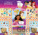 Samolepkový set s omalovánkami a voskovkami: Disney Princezny