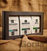 Darčekový set mletých odrodových káv: 3x 200g Guatemala, Dominicana, Brazil