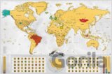 Stírací mapa světa EN - blanc gold XL
