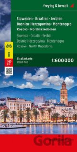 Slovinsko - Chorvatsko - Srbsko - Bosna a Hercegovina - Černá Hora - Kosovo - Severní Makedonie 1:600 000